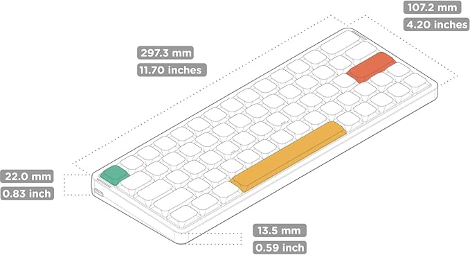 nuphy Air60 V2 Portable Wireless Keyboard 60% Low Profile Mechanical Keyboard Support QMK/VIA Compatible with Windows/mac OS/Linux Supports Bluetooth 5.1/2.4GHz/Wired (USB-C) Grey-Gateron Aloe Switch