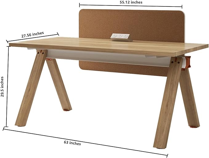 SAINTCY 6 Person Office Workstation Desk with Wheeled Cabinet, Partition Dividers & Built-in Power Outlets, Modular Offices Workstation for Collaborative Workspaces, Office Staff Desks with Storage