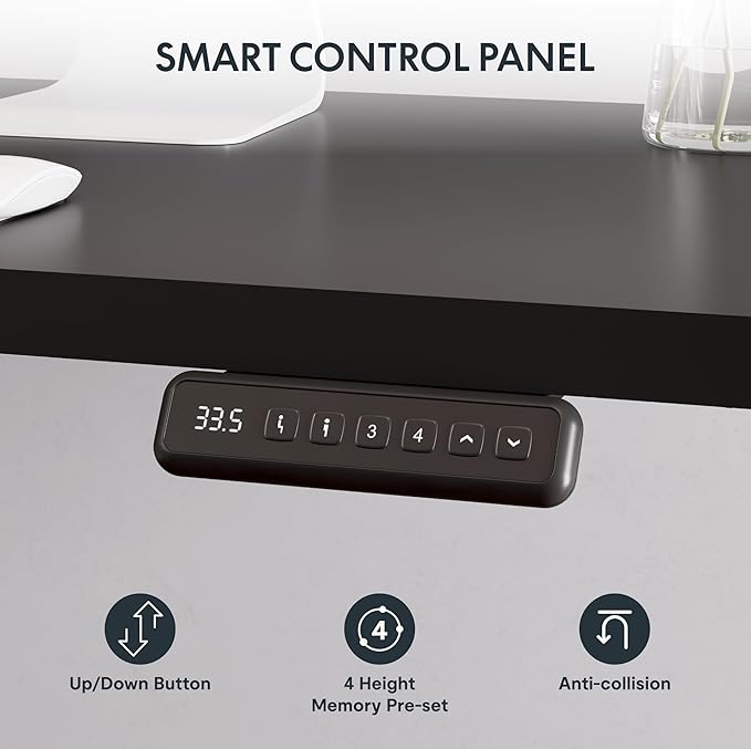 SANODESK Electric Corner L-Shaped 63 x 55 in Standing Desk, Memory Height Adjustment, Black Top Black Frame
