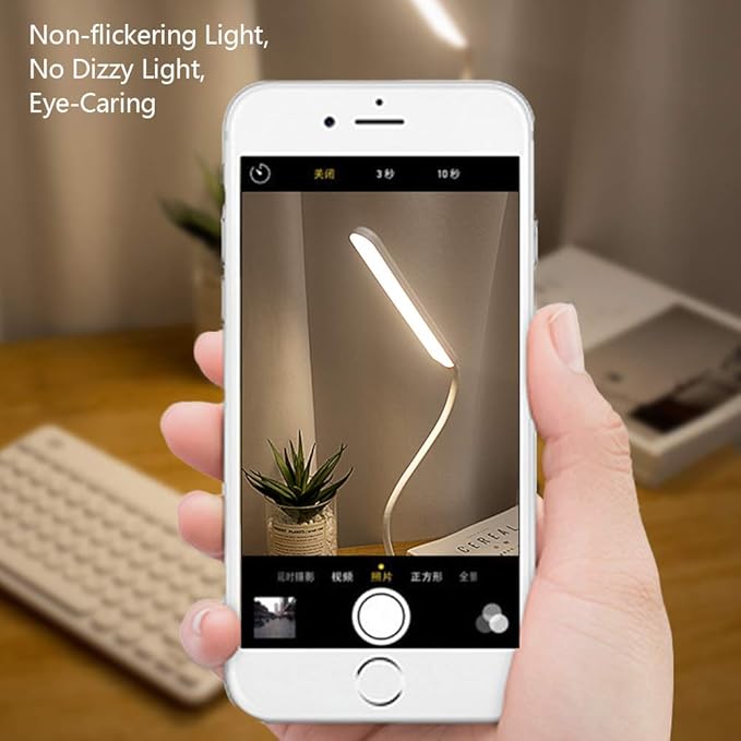 Cordless Desk Table Lamp Reading Light Rechargeable Battery 2200m,Touch 3 LED Modes,Dimmable,Small,Gooseneck, Highest 17.7",Lamp for Kids Bedroom Bedside