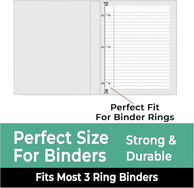 Rosmonde Bulk 3600 Sheets Loose Leaf Binder Filler Paper, Wide Ruled, Bulk Notebook Paper, 8 x 10.5", Loose Leaf Sheets, 3 Hole Punched, 24 Pack, 150 Sheets/Pack, Filler Papers, White