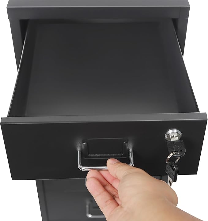6 Drawers Rolling File Cabinet, Black Metal Filing Cabinets with Lock, 27 inch H Vertical Filing Cabinet Under Desk for Home Office, Heavy Duty Metal Storage Cabinet for A4/Letter/Legal Size File