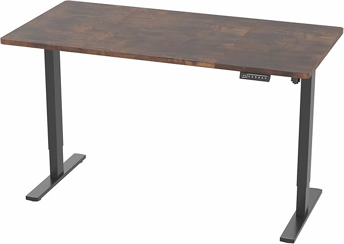 VIVO Electric 60 x 30 in Rustic Standing Desk, Memory Height Adjustment, 1B Series, Vintage Brown Top Black Frame, DESK-KIT-1B6N-30