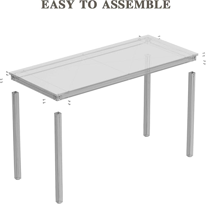 Teraves Computer Desk/Dining Table Office Desk Sturdy Writing Workstation for Home Office(55.11“, Beige + White Frame)