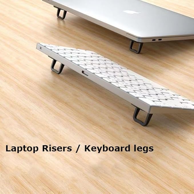 2PCS Zinc Alloy Mini Foldable Laptop Stand, Portable Computer Keyboard Riser with 2 Adjustable Angles, Self-Adhesive Invisible Notebook Stand and Keyboard Lift for Desk (Pink)