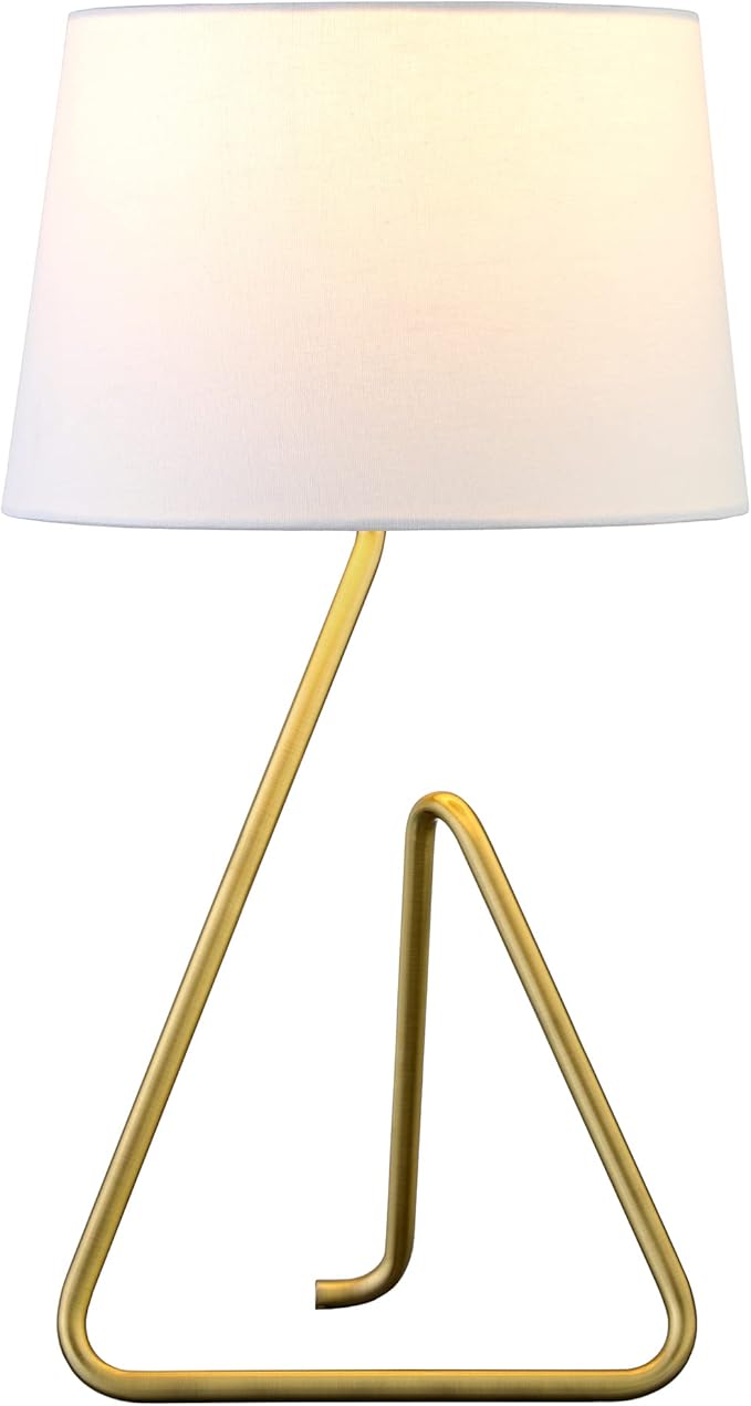 Henn&Hart 22" Metal Table Lamp with Fabric Shade in Brushed Brass, for Home, Living Room, Bedroom, Entertainment Room, Office, Kitchen, Dining