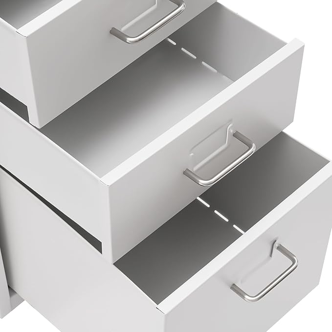 3 Drawers Rolling File Cabinet, Metal Filing Cabinets with Lock, 18.3 inch H Vertical Filing Cabinet Under Desk for Home Office, Heavy Duty Metal Storage Cabinet for A4/Letter/Legal Size File