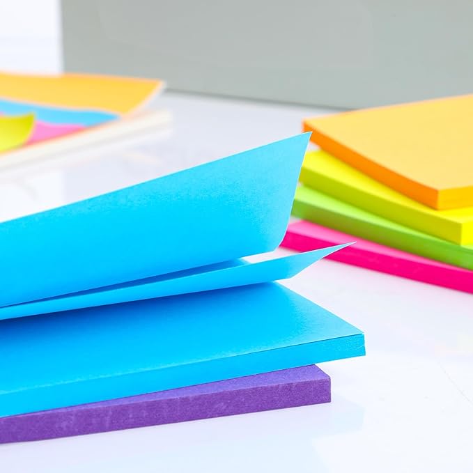 96 Pads Sticky Notes, 3 x 3 in, 50 Sheets/Pad, 6 Bright Colors Sticky Notes, Self-Stick Notes, Easy to Post for Home Office