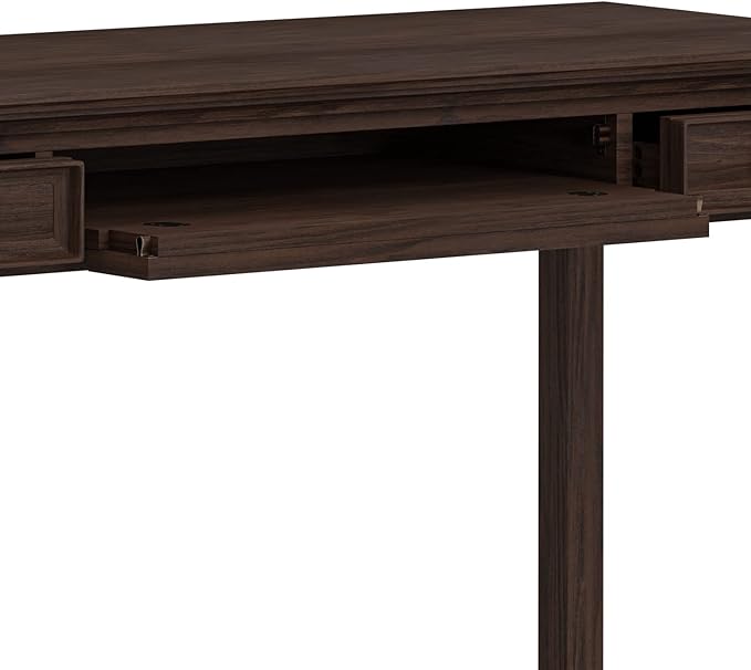 SIMPLIHOME Amherst SOLID WOOD Transitional 54 Inch Wide Desk in Farmhouse Brown, For the Office Desk, Writing Table, Workstation and Study Table