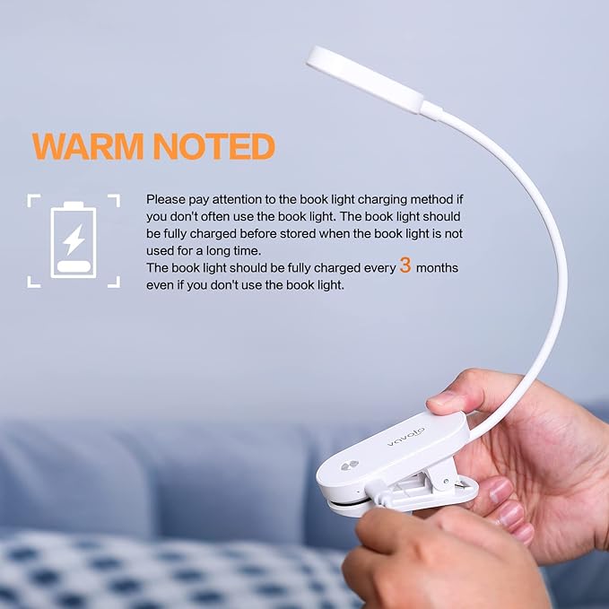 VAVOFO Rechargeable Book Light, 14 LEDs Eye Care Clip On Amber Reading Light for Bookworms Reading in Bed with 9 Colors 9 Brightness (White)