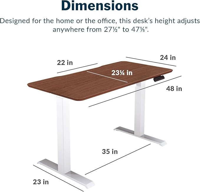 Vari Essential Electric Standing Desk for Home Office – 48x24 Sit-Stand VariDesk, 4 Memory Height Presets, 2-Piece Laminate Wood Top, Sturdy T-Style Legs, Supports 150 Lbs + Easy Assembly (Hazel Wood)