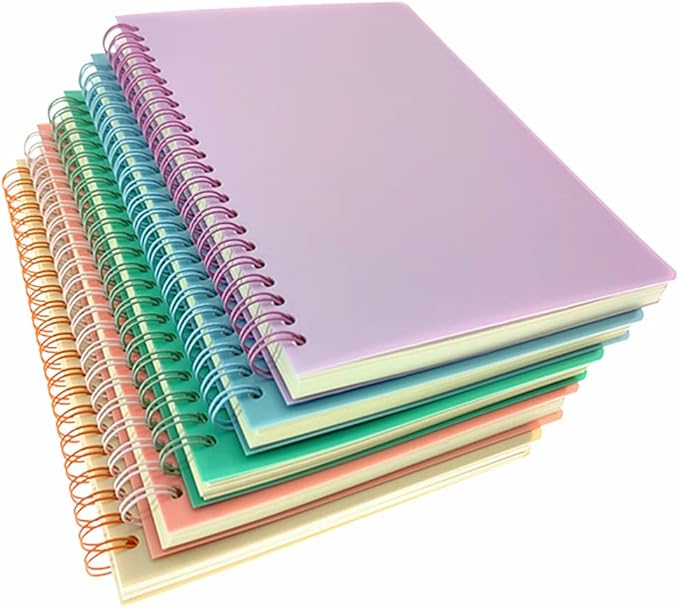 ALIMITOPIA Spiral Notebook Journal,College Ruled Plastic Hardcover Wirebound Notepad Diary Memo Planner Sketch Note Book for School Office Travel Business Supplies,100gsm Thick Offwhite Inner