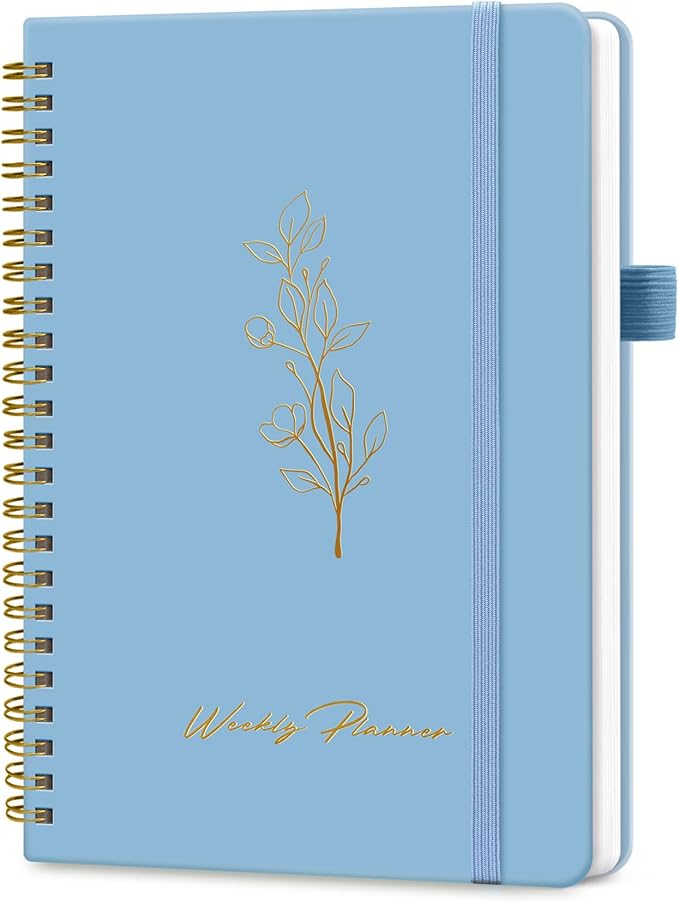 Undated Weekly Planner, Weekly To Do List Notebook with Goal & Habit Tracker Organizer, A5 Weekly Planner Notebook with Spiral Binding, 6.1" x 8.2" - Blue