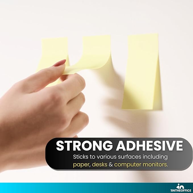 1InTheOffice Sticky Notes Yellow, Sticky Notes 3x3, Self Stick, 18/Pack = 100 Sheet/Pack