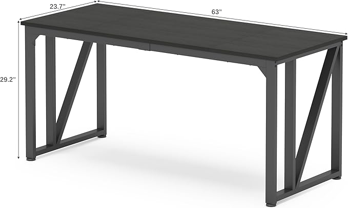 NSdirect Computer Desk 63×23.68 Inch Gaming Desk with Deeper & Thicker Desktop, Office Desk Work Desk for Home Office, Black