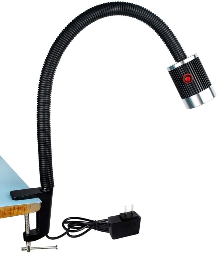 Gooseneck LED Light, Clamp Gooseneck Light 900 Lumen 120 Volt Fixed with C Clamp Industrial Work Lamp for Machine Tools and Lathe