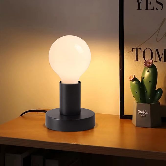 Vintage Table Lamp, Industrial Desk Lamp Small Retro Night Light Steampunk E26 Lamp Holder for Home Lighting Decor, Cafe Bar, Studio Antique Decor, Black (Without Bulb)
