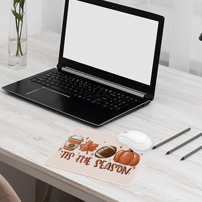 Tis The Season Fall Mouse Pad 8 x 9.5 inches, Fall Pumpkin Mouse Mat for Wireless Mouses Computer Laptop, Autumn Mousepad Decor for Office Desk(Mouse 2501)