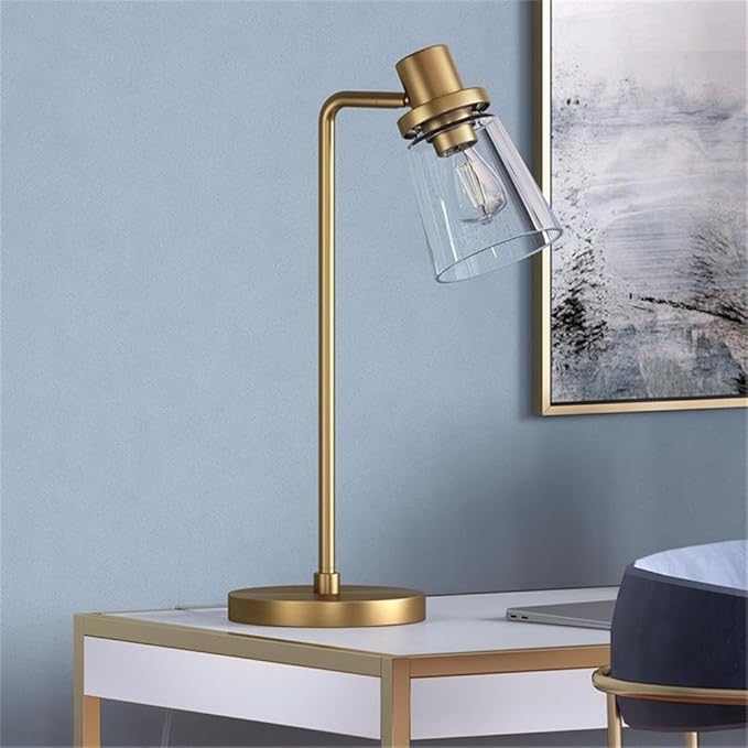 Granville 21" Tall Table Lamp with Glass Shade in Brass/Clear