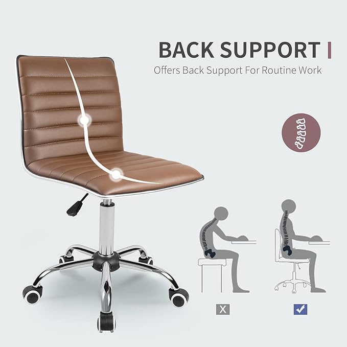 JUMMICO Office Chair Mid Back Task Chair Adjustable Home Computer Executive Desk Chair with 360° Swivel (Brown)