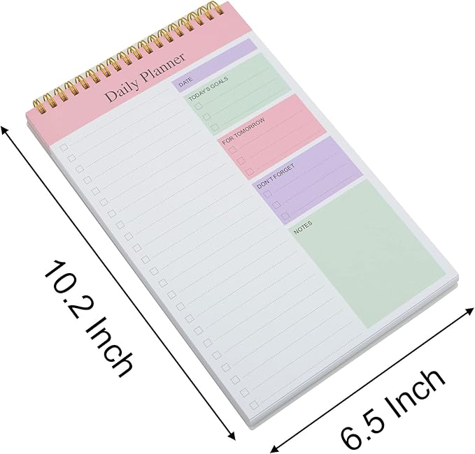 Undated to Do List Notepad Notebook Daily Planner 80 Sheets 6.5'' x 9.8'' Checklist Productivity Organizer for Work Academic Planner, Things to Do List Planner (Pink)