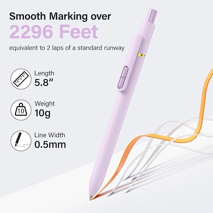 inkipen- 8 Pack Pens, Gel pens Black Ink, Fine Point(0.5mm),Quick-Drying Smooth Writing,School and Office Supplies