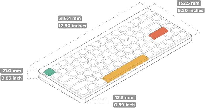 nuphy Air75 V2 Portable 75% Mechanical Keyboard,Wireless Keyboard,Supports Bluetooth/2.4G/USB-C RGB Gaming Keyboards,Compatible with Windows/Mac OS/Linux Systems White-Gateron Red Switch