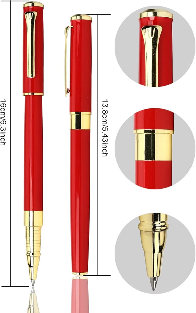 YIVONKA Luxury Ballpoint Pen Black Refill Line width 0.5mm,Best Office Pen Gift for Men & Women Professional Executive,Nice BallPens Classy Gift Box (Red)