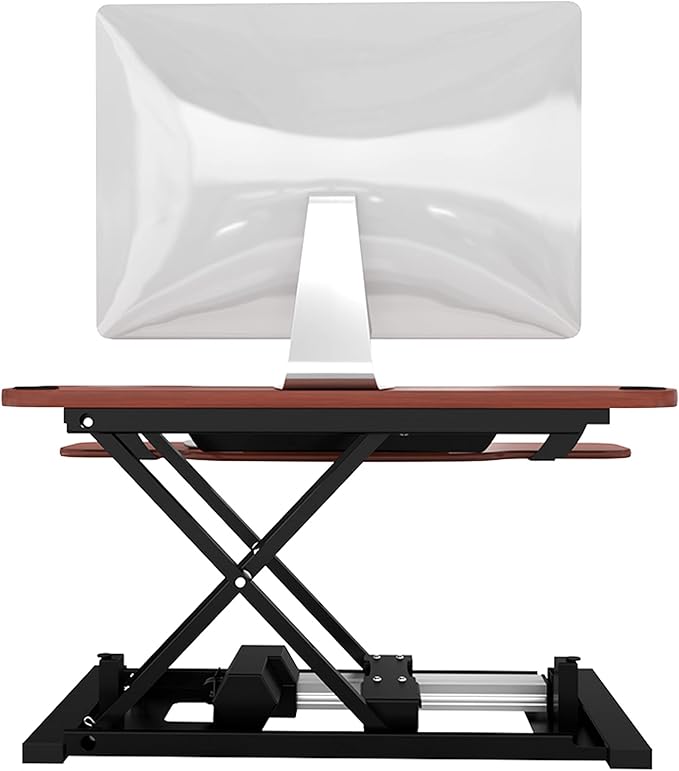 VERSADESK® PowerPro™ Elite 40” x 24" – App Controlled Electric Standing Desk Converter w/USB Charging Port. Raises up to 20”. Fully Assembled – Includes LED Lights. Supports 80 lbs. – Cherry