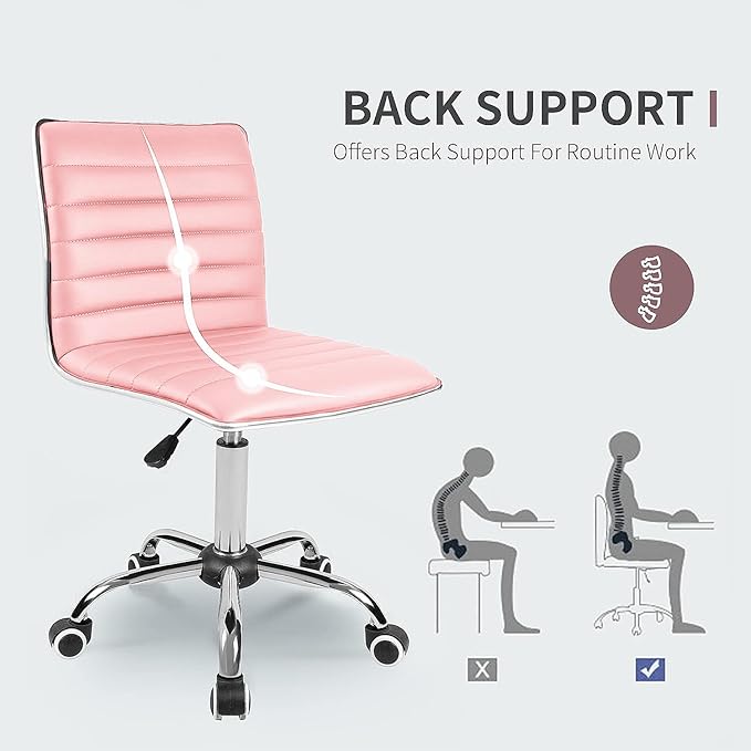 JUMMICO Office Chair Mid Back Task Chair Adjustable Home Computer Executive Desk Chair with 360° Swivel (Pink)