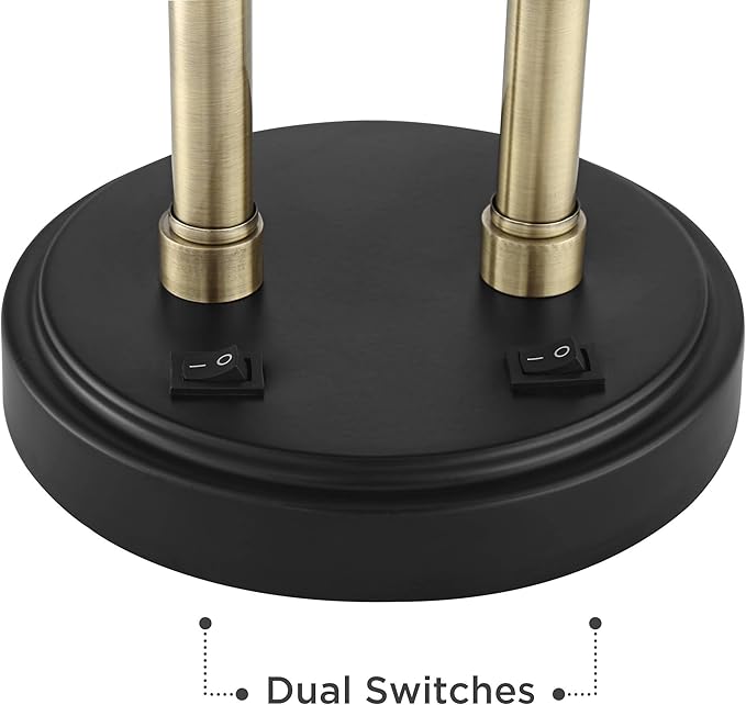 Possini Euro Design Sentry Mid Century Modern Desk Lamp 23" High with USB Charging Port Black Brass Gold Metal LED Adjustable Cone Shade for Living Room Bedroom House Bedside Nightstand Office