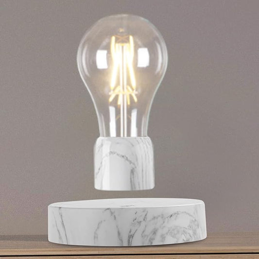 Magnetic Levitating Light Bulb Lamp, 360 Degree Rotating Floating Bulb Desk Lamp, Magnetic Levitation Bulb Night Lights, Cool Gifts, Room Office Decorative Lamp (White)