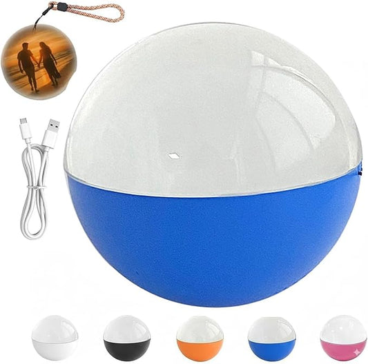 Memory Sphere Lamp, Memory Orb Ball, 2.7" Crystal Ball Video Player, Uploadable Videos & Photos, DIY Gift for Anniversary, Birthday (Blue,Upgraded Model)