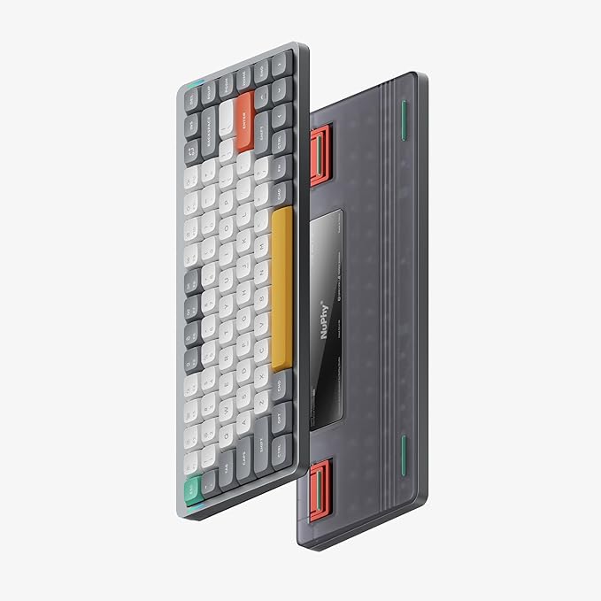 nuphy Air75 V2 Portable 75% Mechanical Keyboard,Wireless Keyboard,Supports Bluetooth/2.4G/USB-C RGB Gaming Keyboards,Compatible with Windows/Mac OS/Linux Systems Grey-Gateron Red Switch