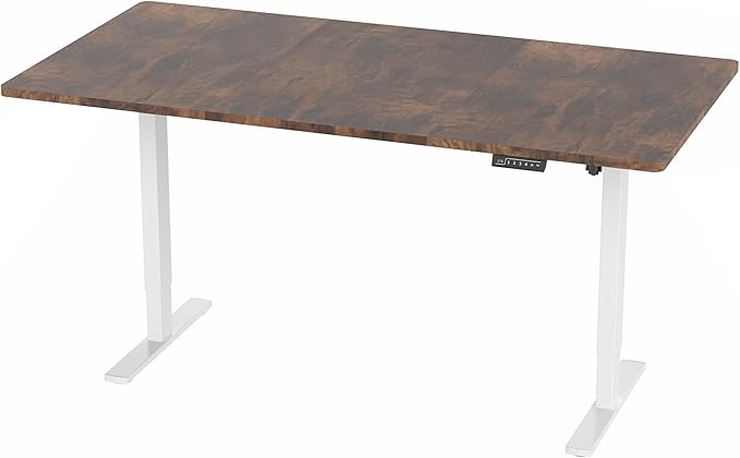 VIVO Electric 71 x 36 in Rustic Standing Desk, Memory Height Adjustment, 1B Series, Vintage Brown Top White Frame, DESK-KIT-1W7N-36
