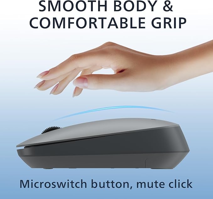 PHILIPS Professional Business Wireless & Bluetooth Silent Mouse - Classic 3-Button Design, 1600 DPI,3-Channel Technology Pebble Mice - Slimmer & Lighter, Comfortable & efficient for PC/laptops/Pad