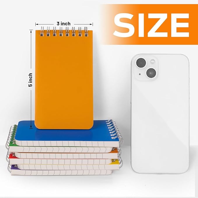 Pocket Notebook Bulk 3x5 Inch, 42 Packs Mini Top Bound Spiral Notepad, Memo Pads 6 Colored 60Sheets/120Pages (80GSM), Small Notepads for Listing, Planning, Note Taking