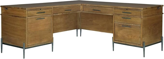 Hekman Furniture Bedford Park Executive L Shaped Desk – Solid Wood L Shaped Office Desk with Drawers, Power Outlet, Keyboard Tray Luxury Executive Desk for Home Office or Corporate Workspace