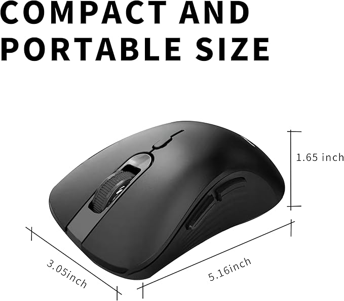 Wireless Mouse, 2.4G Ergonomic Optical Mouse, Computer Mouse for Laptop, PC, Computer, Chromebook, Notebook, 6 Buttons, 3200 DPI, 3 Adjustment Levels(Black)
