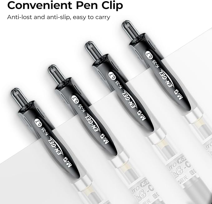M&G 12 Pcs Gel Pens, Black Ink Pens Medium Point 0.7mm, Retractable Gel Ink Pens with Premium Ink & Soft Grip for Smooth Writing Office School Home Men Women