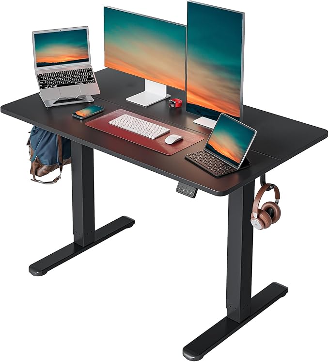 Cubiker Electric Standing Desk, 48 x 24 Stand up Desk Height Adjustable, Home Office Desk with Splice Board, Black