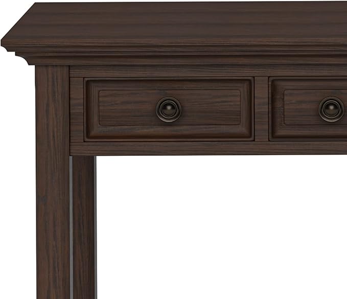 SIMPLIHOME Amherst SOLID WOOD Transitional 54 Inch Wide Desk in Farmhouse Brown, For the Office Desk, Writing Table, Workstation and Study Table