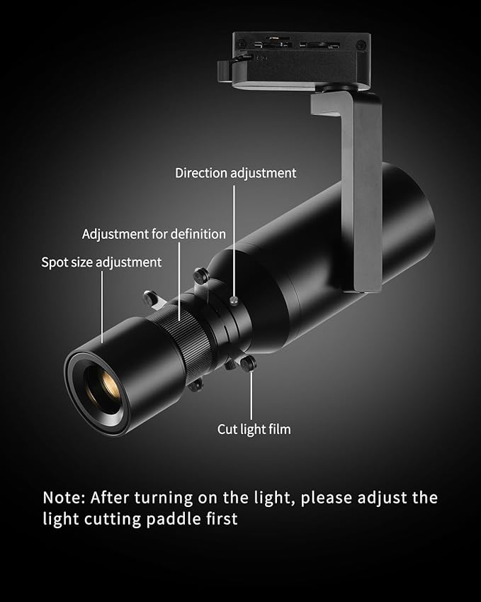 LED Track Light Head, 18W Shapeable Light, Adjustable Directional Aperture Shape for Museum Art Gallery Exhibition Art Picture 3000K