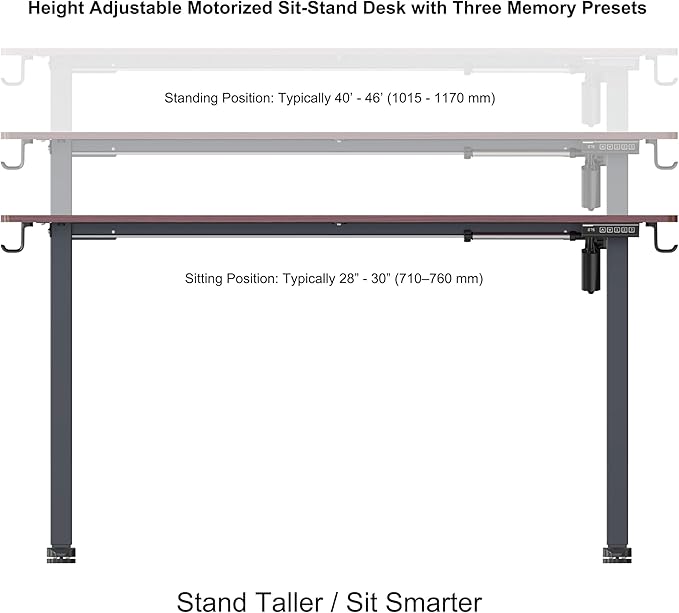 NSY Audio Electric Standing Desk 55x24 Inches, Height Adjustable Sit Stand Up Desk for Home Office Computer Gaming, Whisper Quiet Motor, Walnut Brown