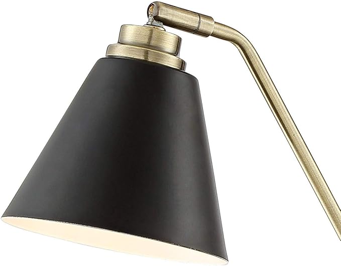 Possini Euro Design Sentry Mid Century Modern Desk Lamp 23" High with USB Charging Port Black Brass Gold Metal LED Adjustable Cone Shade for Living Room Bedroom House Bedside Nightstand Office