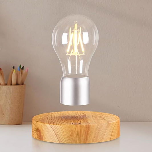 Magnetic Levitating Light Bulb Lamp, 360 Degree Rotating Floating Bulb Desk Lamp, Magnetic Levitation Bulb Night Lights, Cool Gifts, Room Office Decorative Lamp (Yellow)