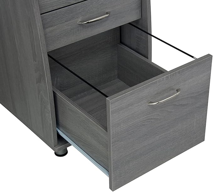 47.5'' Computer Desk with File Cabinet and Drawers, Storage Cabinet with Removable Shelf and Ventilation for CPU, Home Office Desk or Computer Workstation with Keyboard Tray, Grey
