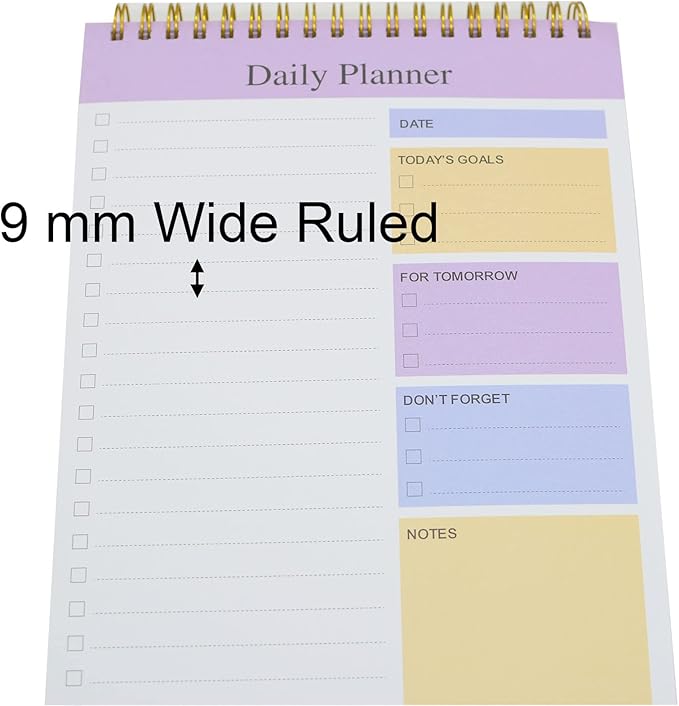 Undated to Do List Notepad Notebook Daily Planner 80 Sheets 6.5'' x 9.8'' Checklist Productivity Organizer for Work Academic Planner (Purple Pink Green)