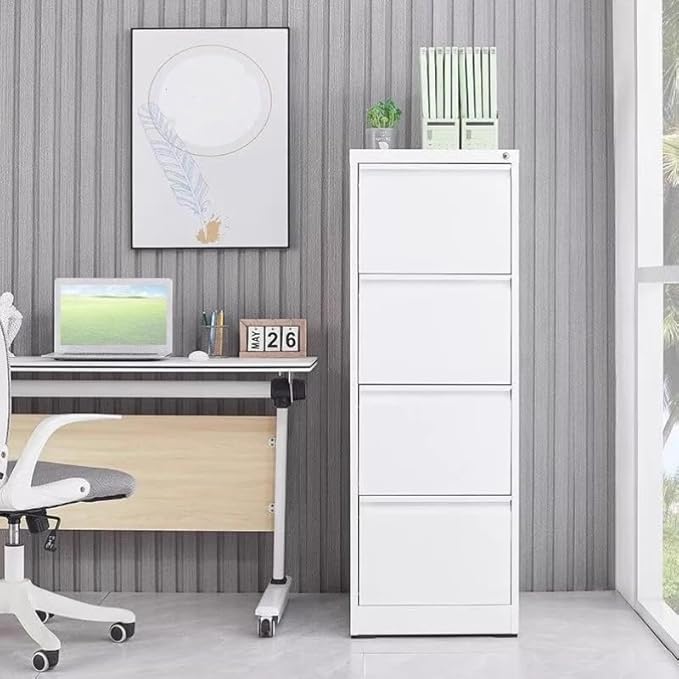 4 Drawer File Cabinet with Lock,Heavy Duty Vertical Filing Cabinets for Home Office, File Storage Cabinet for Letter/Legal/A4/F4 Size File,Assembly Required
