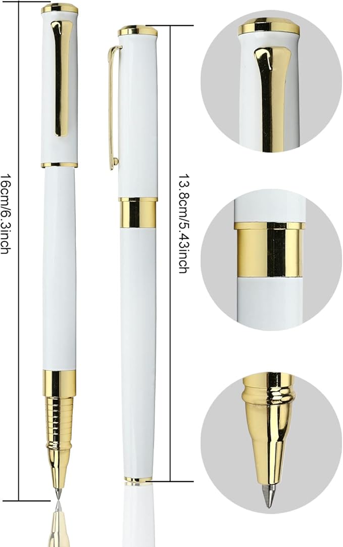 YIVONKA Luxury Ballpoint Pen Black Refill Line width 0.5mm,Best Office Pen Gift for Men & Women Professional Executive,Nice BallPens Classy Gift Box (White)